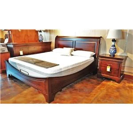 King Sleigh Bed with Panel Headboard and Curved Footboard